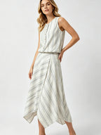 Jacinda Striped Button Top & Midi Skirt Set