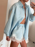 Lace-Trim Blouse Set – Fira