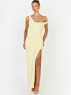 Olympia Asymmetric One-Shoulder Backless Maxi Dress