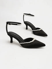 Pearl-Trim Kitten Mule – Ines