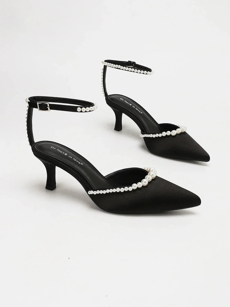Pearl-Trim Kitten Mule – Ines