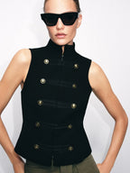 Camelia Double-Breasted Zip Vest