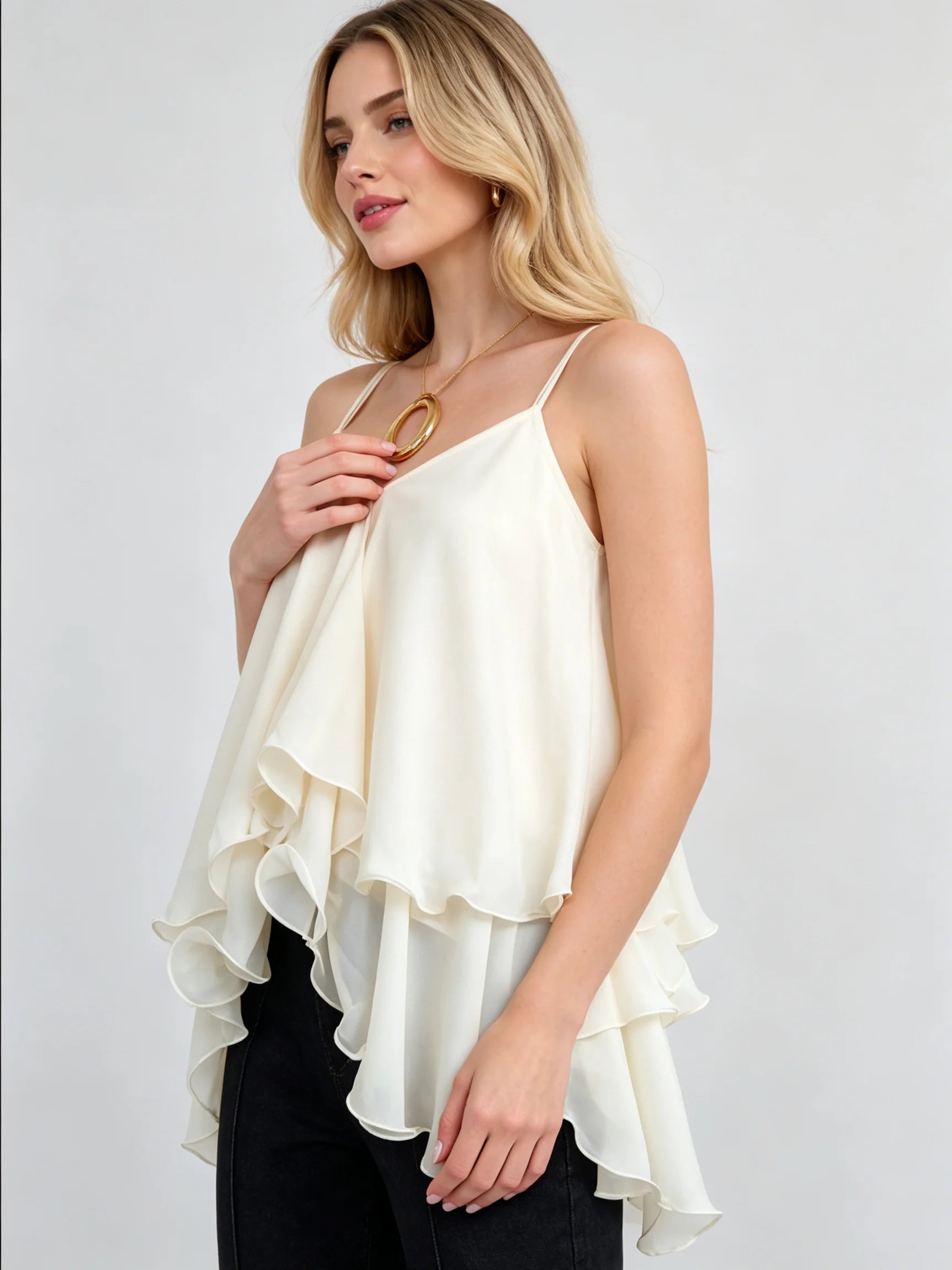 Arden Ruffle-Hem Cami Tank