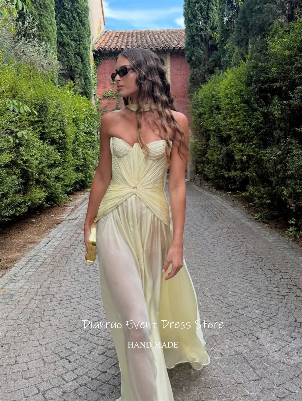 Pleated Chiffon Gown – Mona