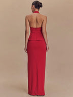 Meraude Backless Halter Top & Long Skirt Set