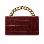 Emberly Crocodile-Embossed Clutch