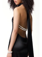 Rosamund Pearl Halter Backless Maxi Dress