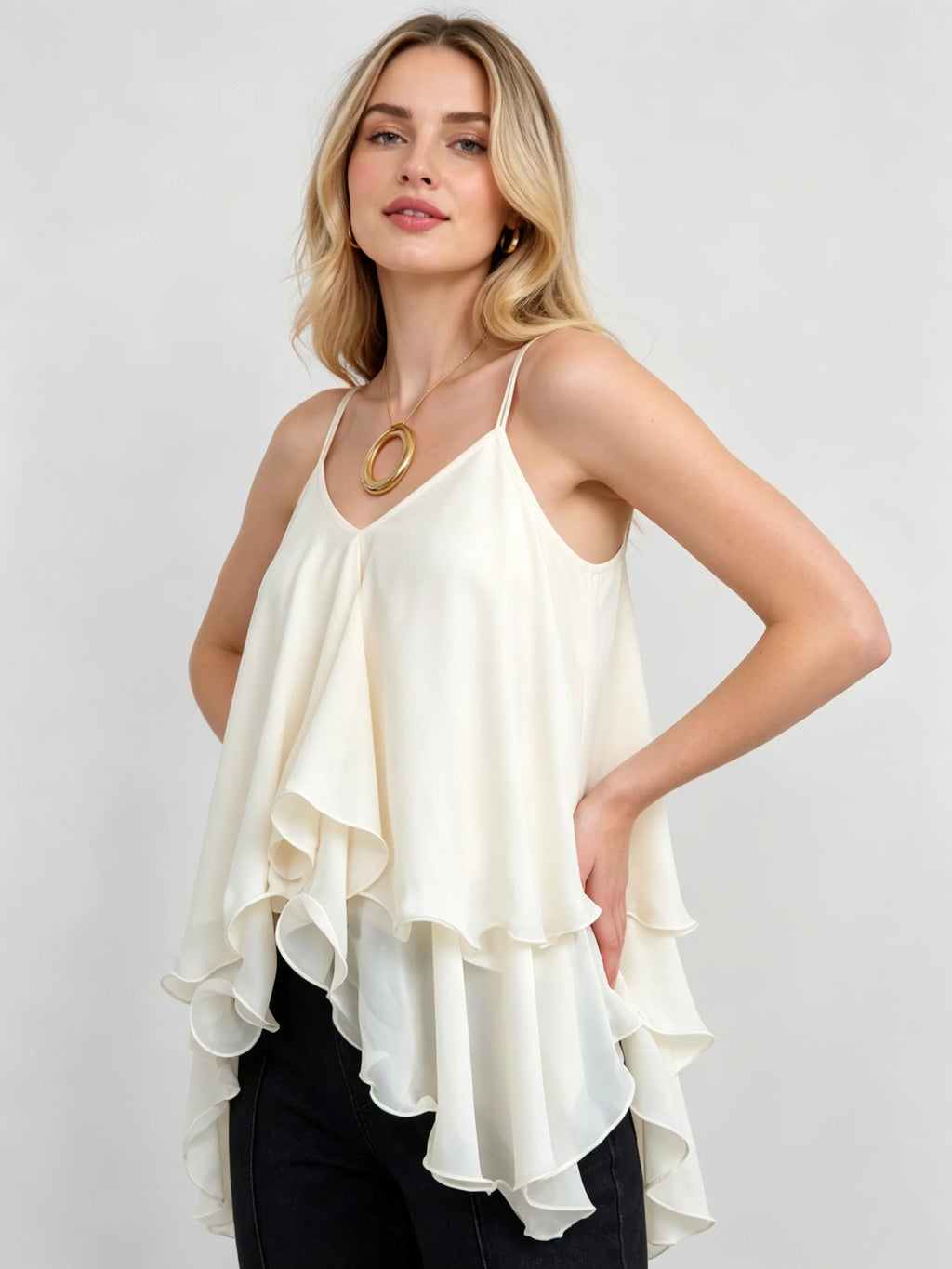 Arden Ruffle-Hem Cami Tank