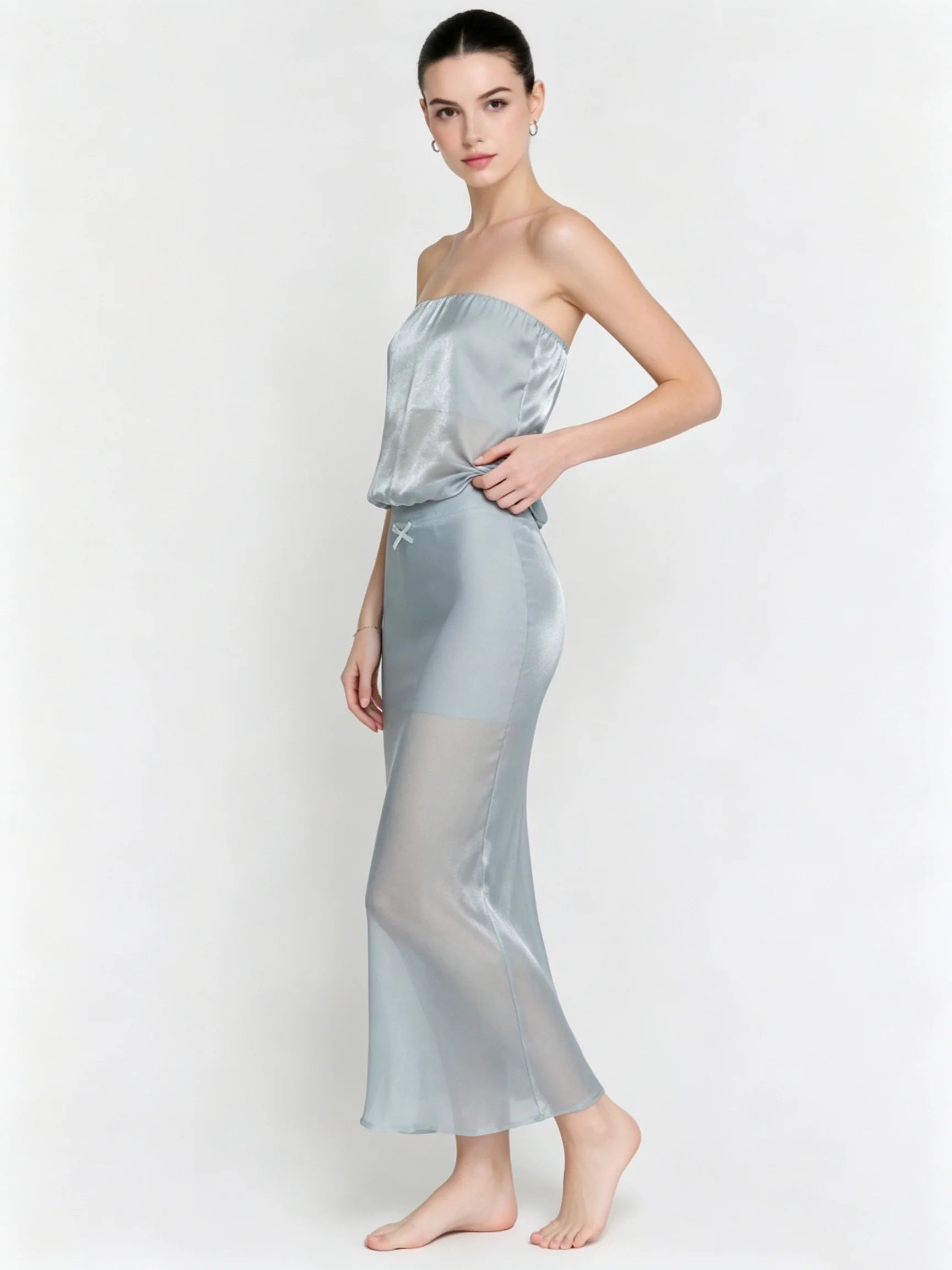 Ivy Satin Tube Top & Midi Skirt Set