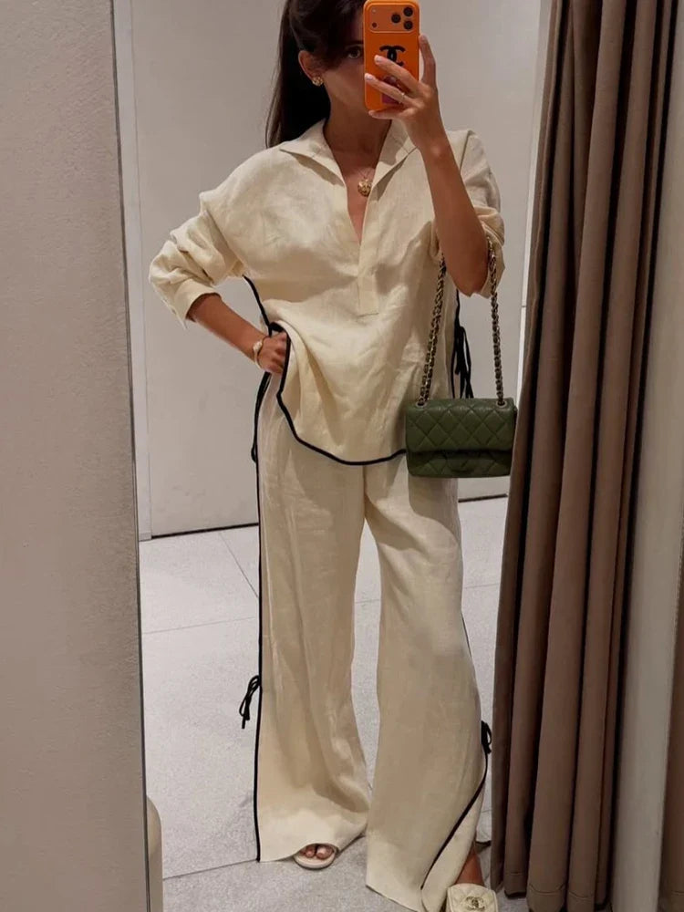 Lapel Blouse & Pant Set – Ivy