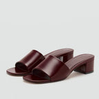 Adeline Leather Block-Heel Mule