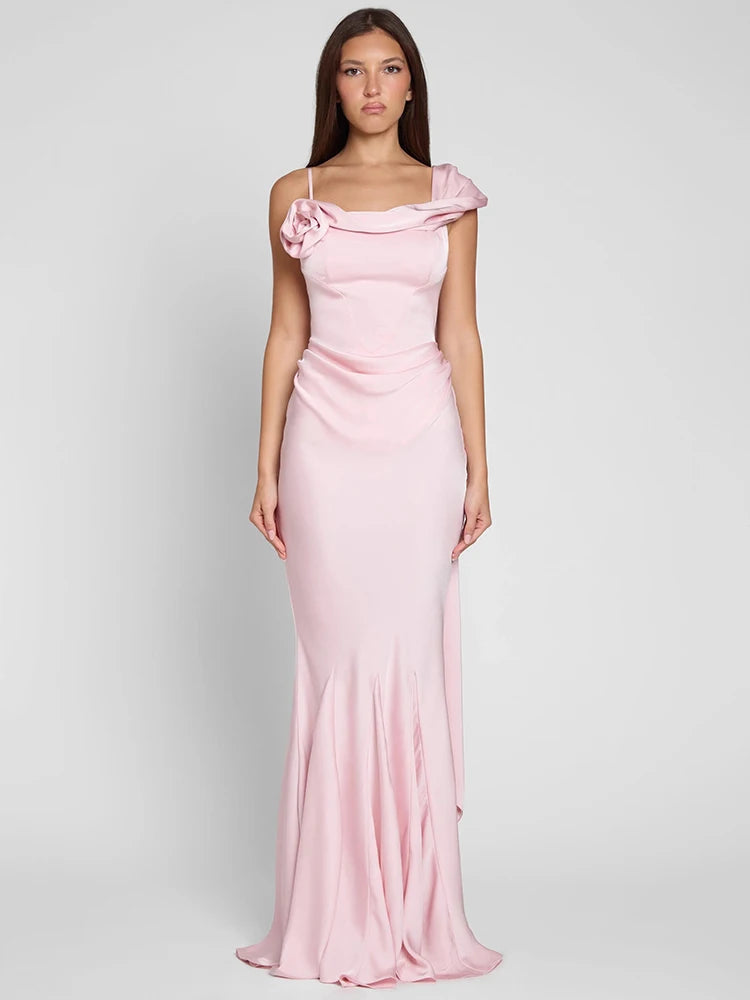 Lucille Satin Backless Mermaid Maxi Dress
