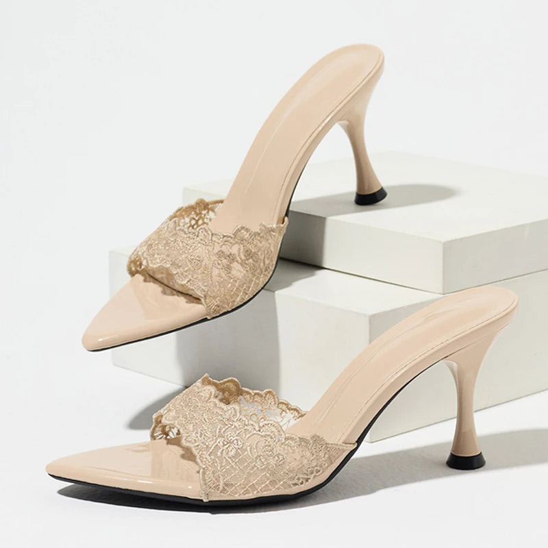 Ines Embroidered Mesh Slide