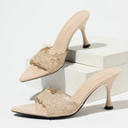 Ines Embroidered Mesh Slide