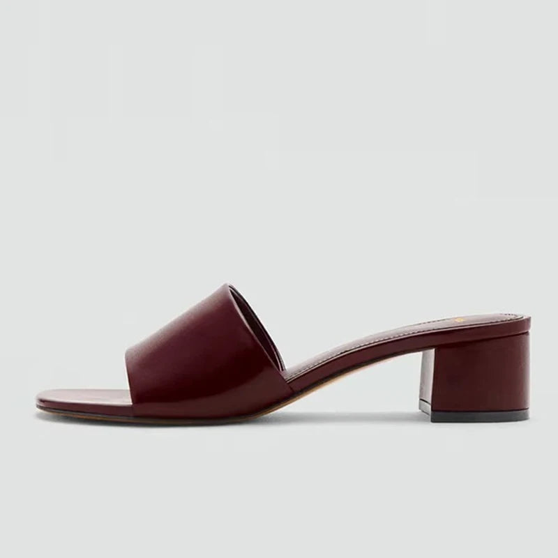 Adeline Leather Block-Heel Mule