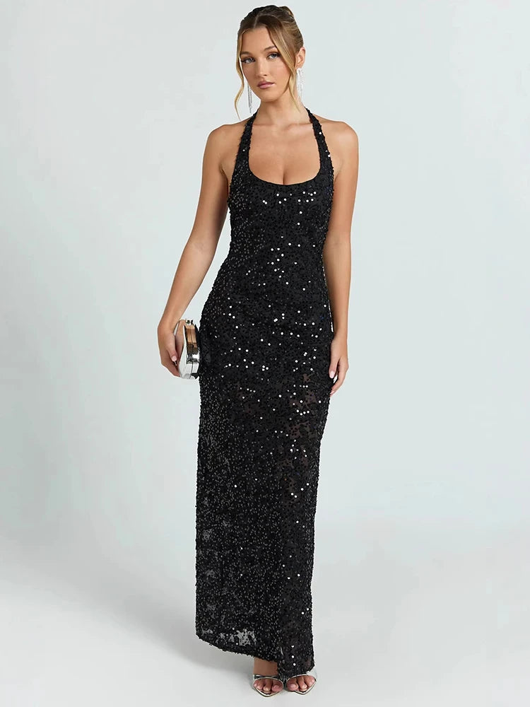 Lourdes Sequin Mermaid Halter Gown