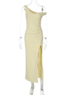 Olympia Asymmetric One-Shoulder Backless Maxi Dress