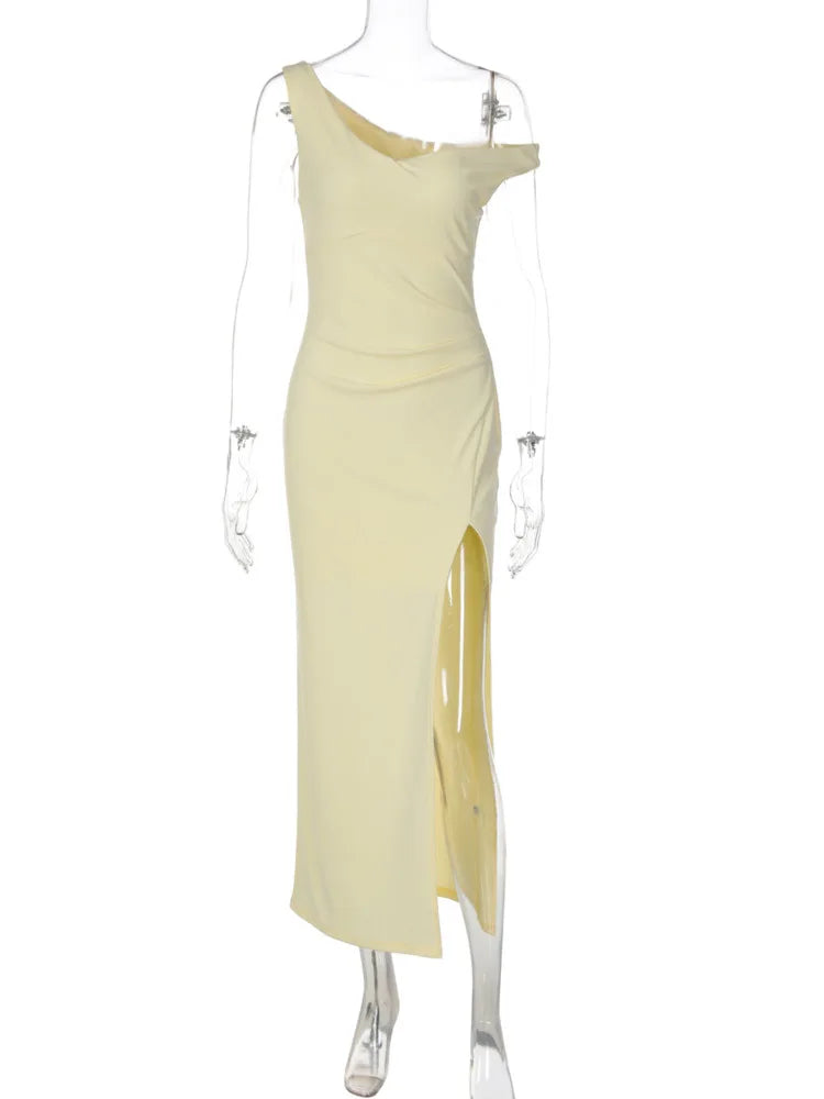Olympia Asymmetric One-Shoulder Backless Maxi Dress