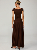 Monroe Square Cap-Sleeve Midi Dress