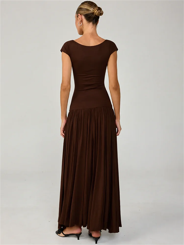 Monroe Square Cap-Sleeve Midi Dress