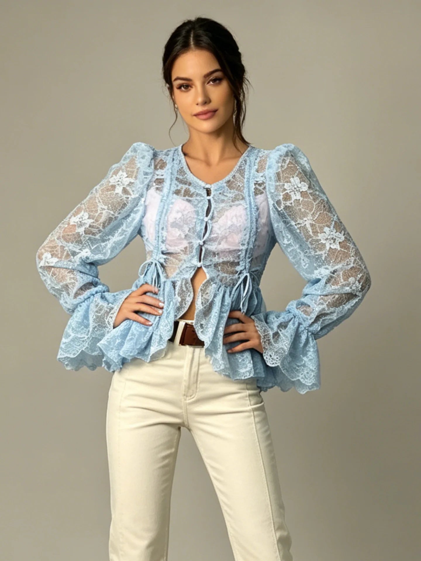Celestine Sheer Peplum Blouse