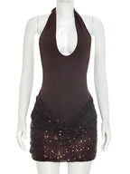 Portia Sequin Cutout Halter Mini Dress