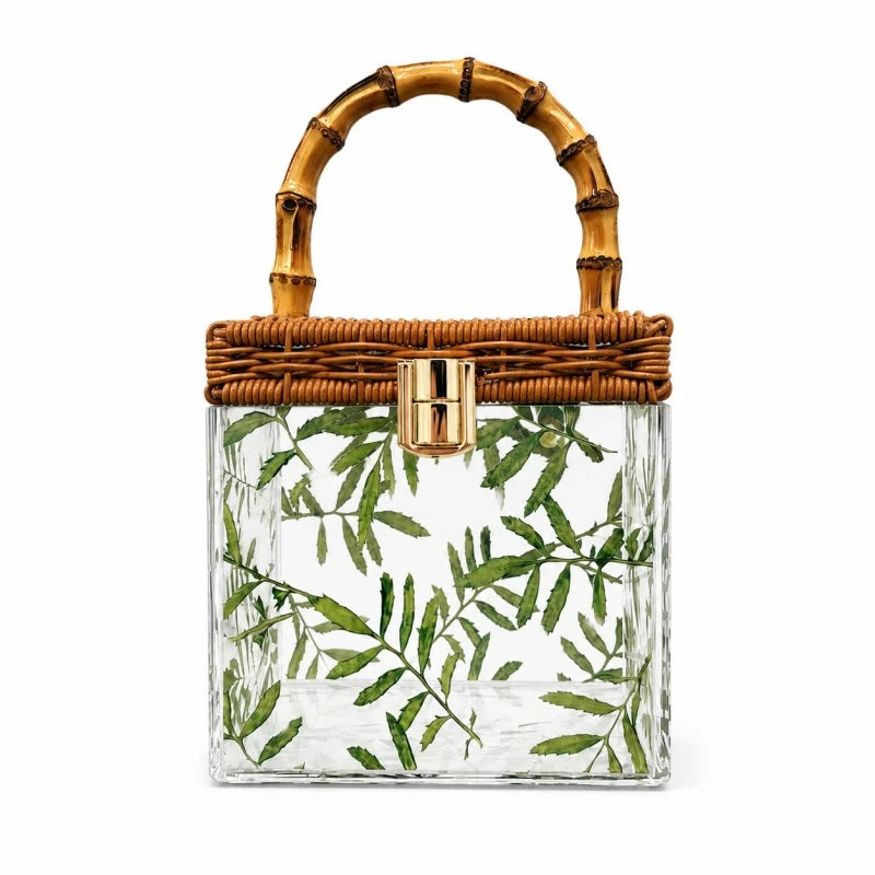 Lorna Rattan Bamboo-Leaf Clutch