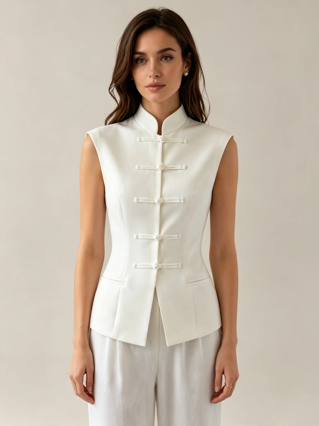 Clairemont Frog-Button Stand Collar Vest