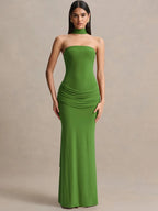 Novaline Strapless Choker Mermaid Maxi Dress