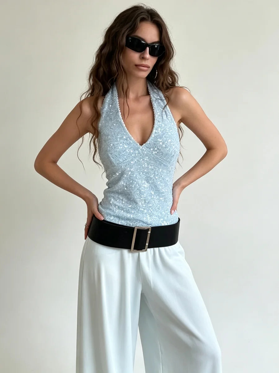 Charlotte Sequin Wrap Tank