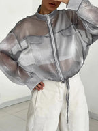 Ansley Sheer Zip-Up Jacket