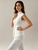 Clairemont Frog-Button Stand Collar Vest