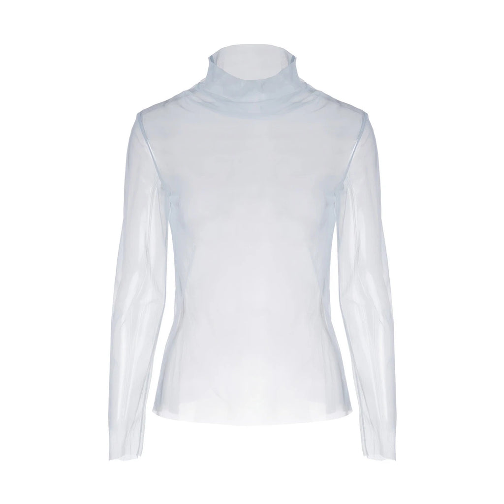 Averie Sheer Mesh Turtleneck Blouse