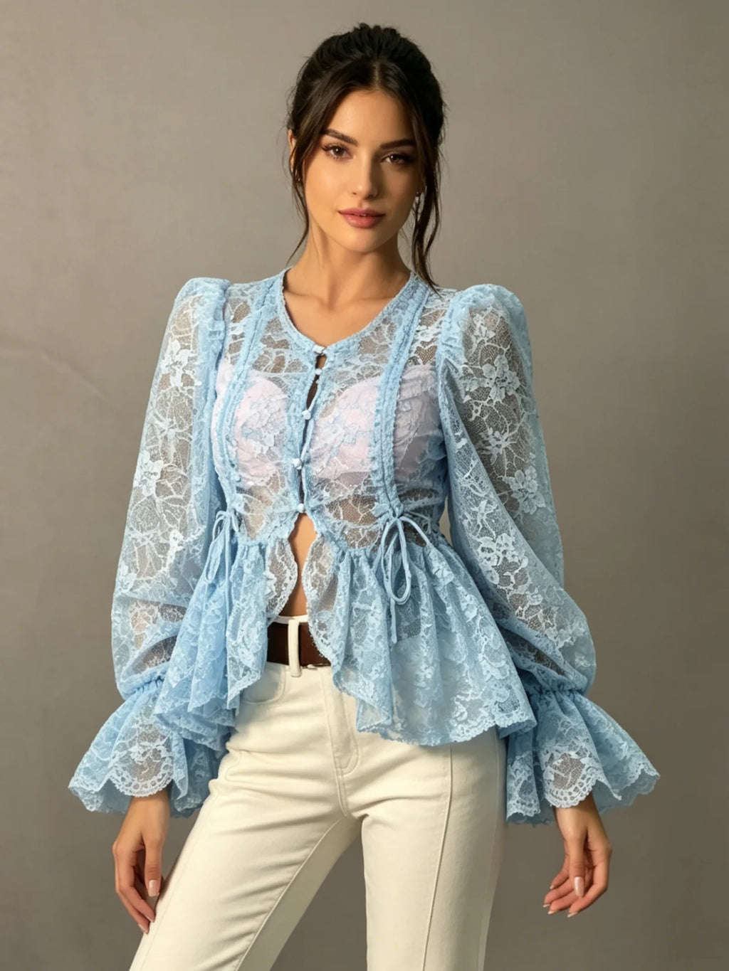 Celestine Sheer Peplum Blouse
