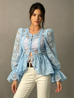 Celestine Sheer Peplum Blouse