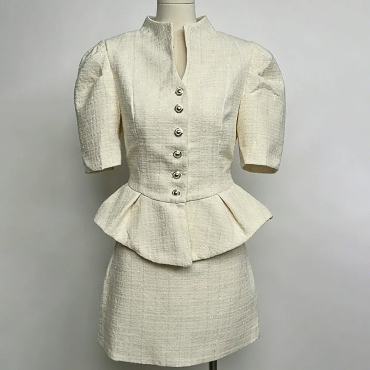 Isadora Tweed Peplum Skirt Suit