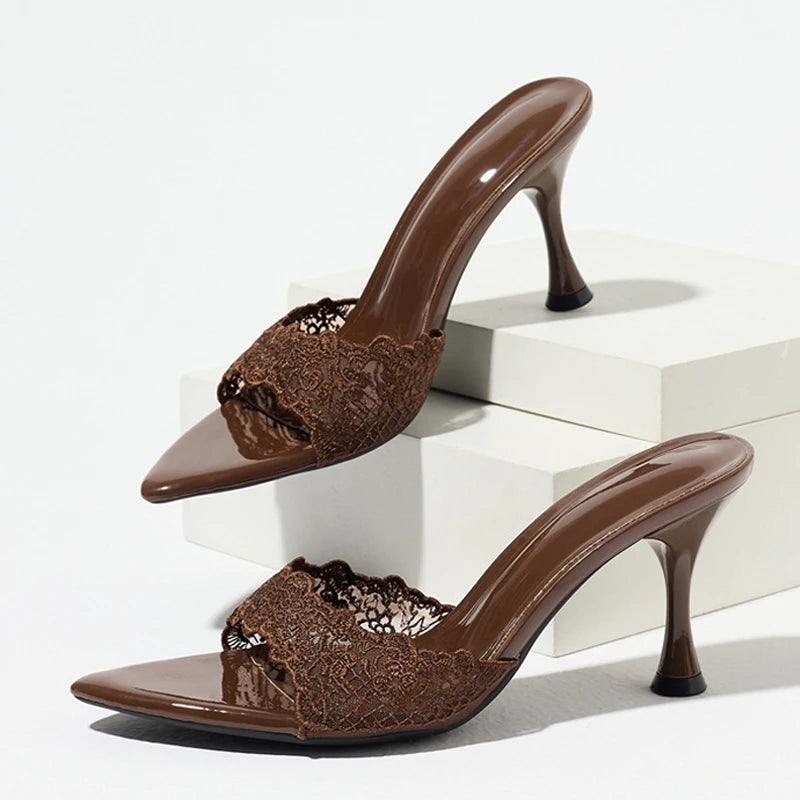 Ines Embroidered Mesh Slide