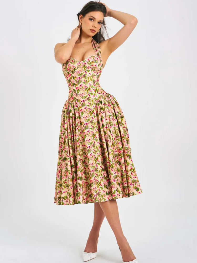 Reeva Floral Halter Midi Dress