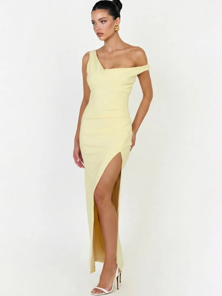 Olympia Asymmetric One-Shoulder Backless Maxi Dress
