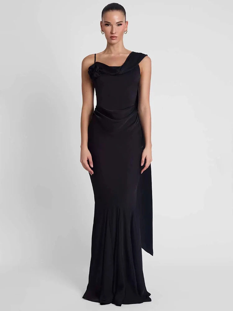 Lucille Satin Backless Mermaid Maxi Dress