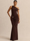 Palladia One-Shoulder Metal-Ring Mermaid Gown