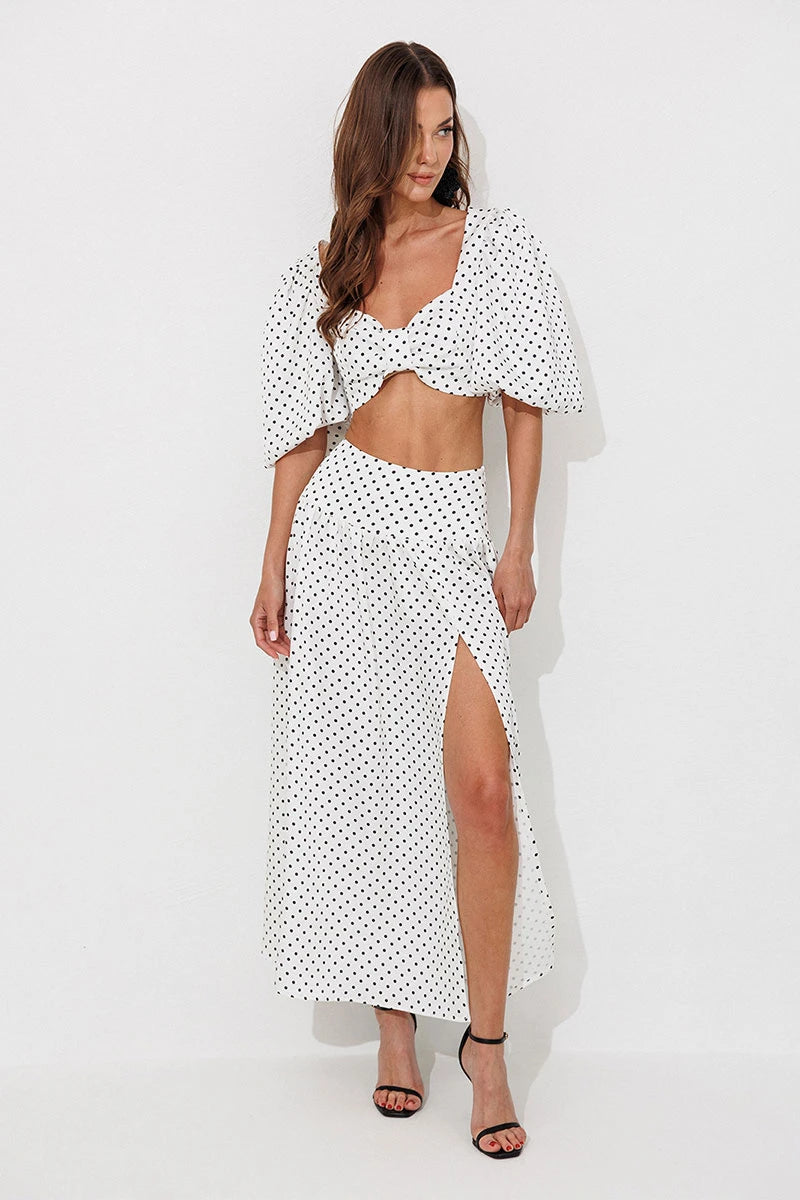Journee Twist-Front Crop Top & Long Skirt Set