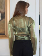Belmont Metallic Twist-Front Blouse