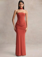 Novaline Strapless Choker Mermaid Maxi Dress