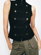 Camelia Double-Breasted Zip Vest