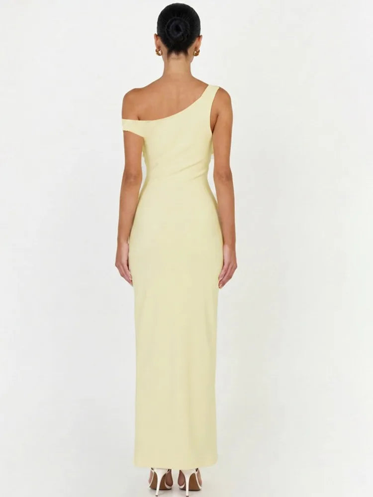 Olympia Asymmetric One-Shoulder Backless Maxi Dress