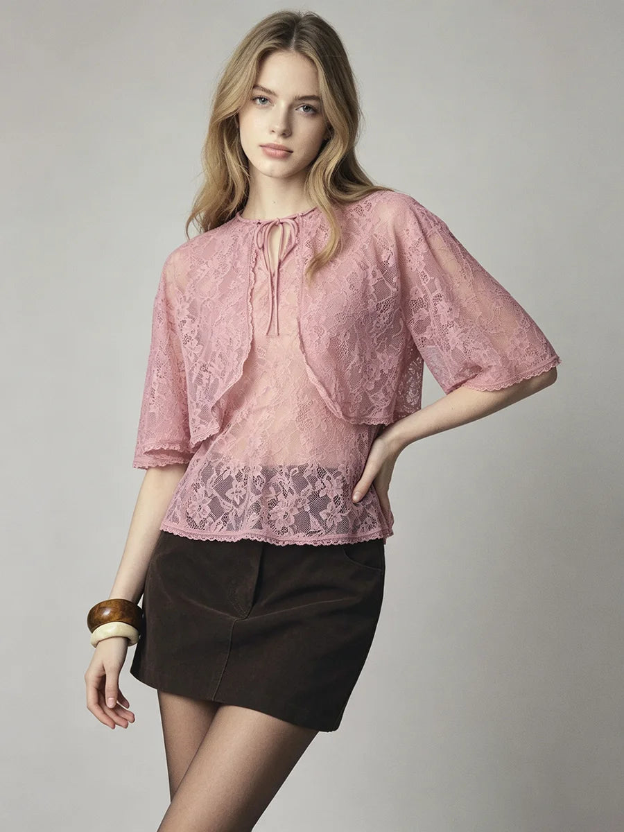 Blythe Lace Cardigan Top Set