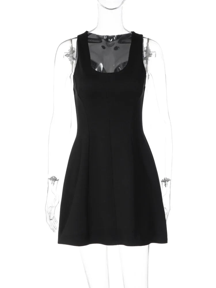 Sabine White U-Neck A-Line Mini Dress