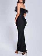 Rosalind Feather-Trim Strapless Mini Dress