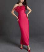 Rosalind Feather-Trim Strapless Mini Dress